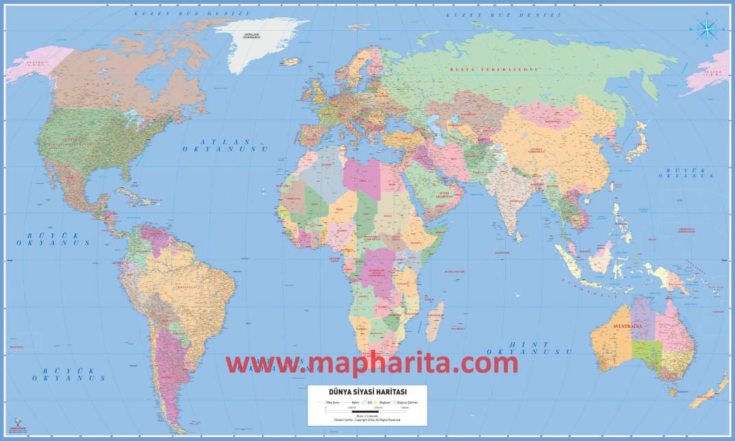 Detaylı Dünya Haritası Örnek Resmi
