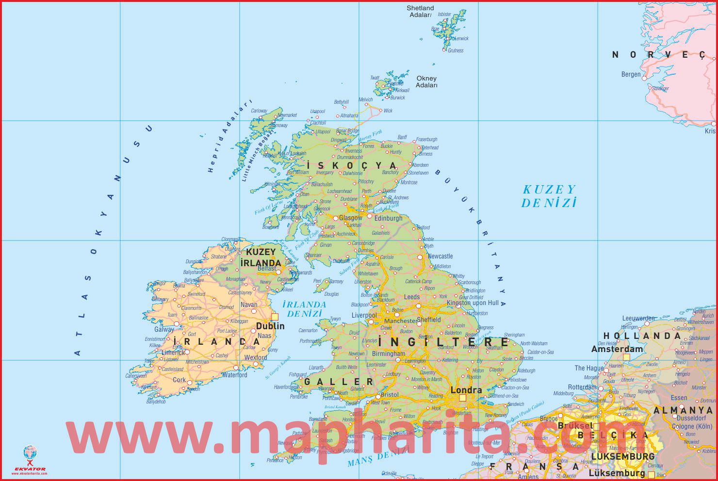 İngiltere Haritası Örnek Görüntüsü