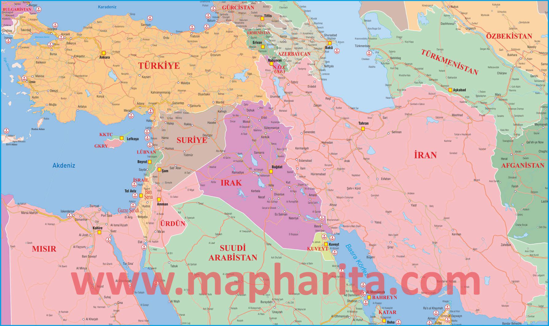 Zaho Haritası, Dohuk Haritası, Musul Haritası, Kerkük Haritası, Süleymaniye Haritası, Sincar Haritası 