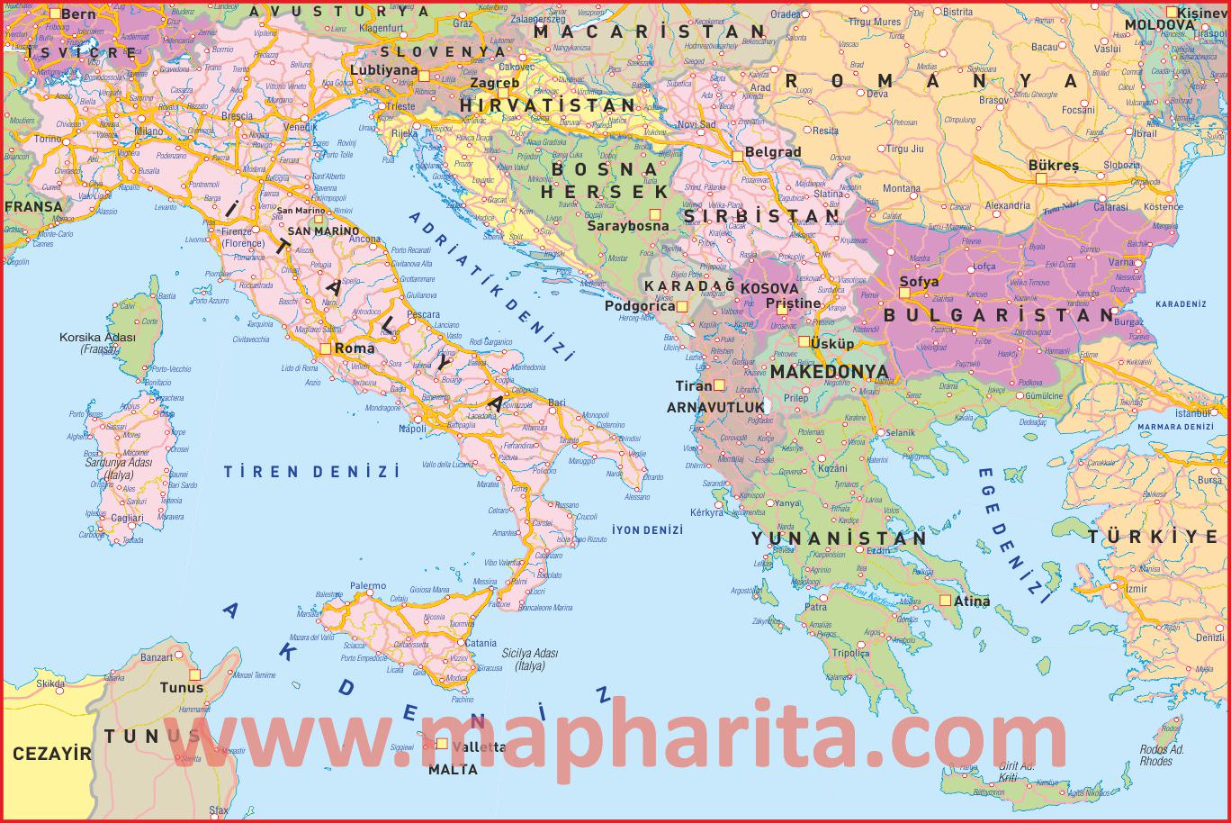 İtalya Haritası Örnek Görüntüsü