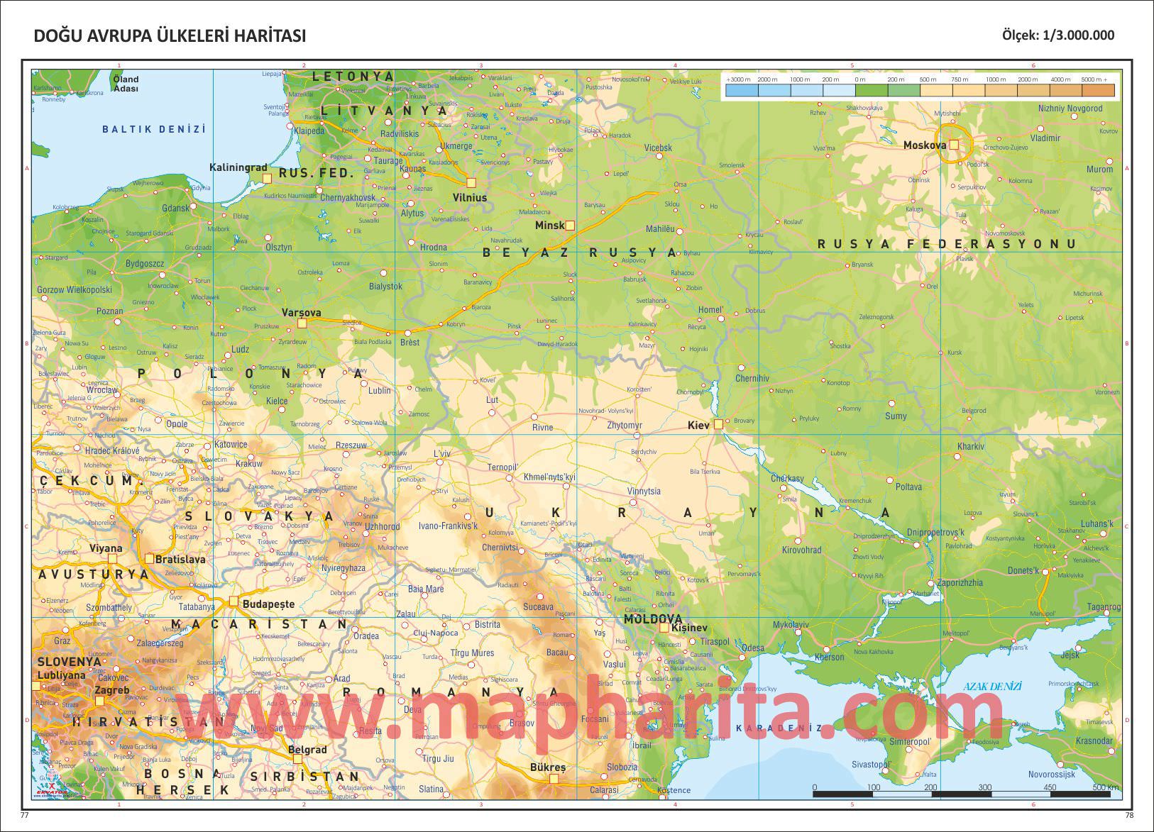 Romanya Fiziki Haritası Örneği