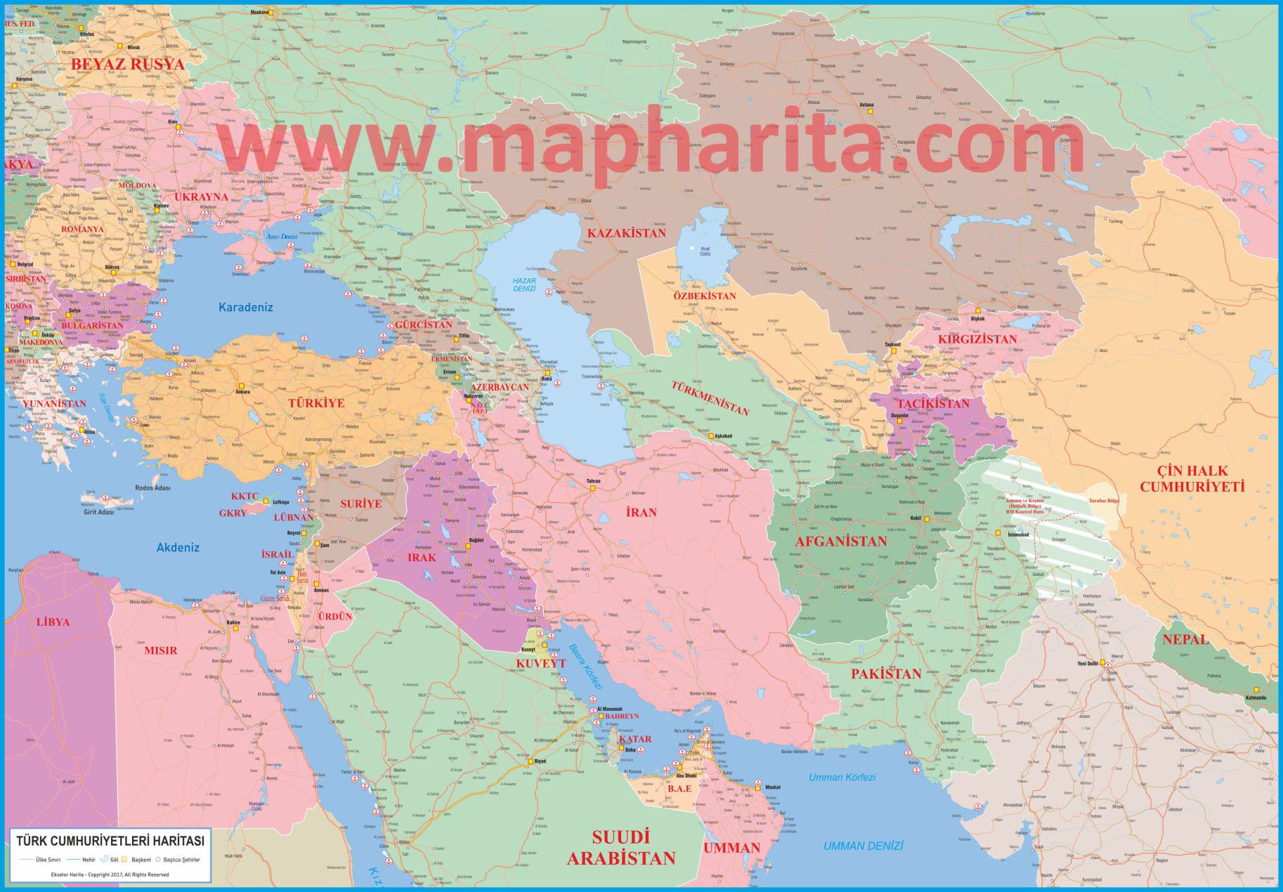Türk Cumhuriyetleri Haritası Örnek Görüntüsü