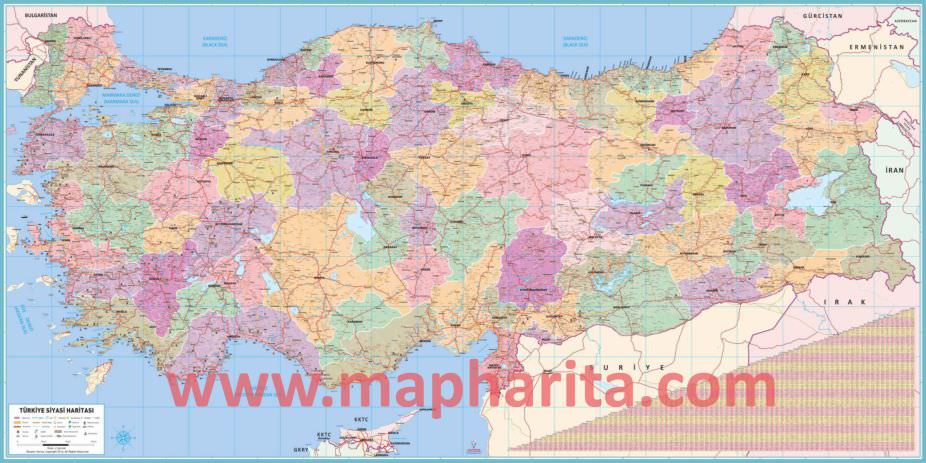 Detaylı Siyasi Türkiye Haritası