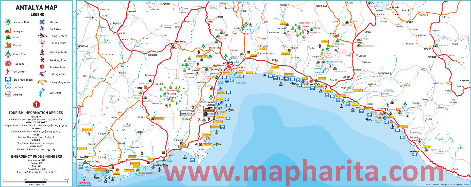Alanya Turistik Haritası Detaylı