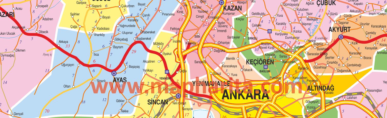 Ankara İl Haritası Yakından Örnek Görüntüsü