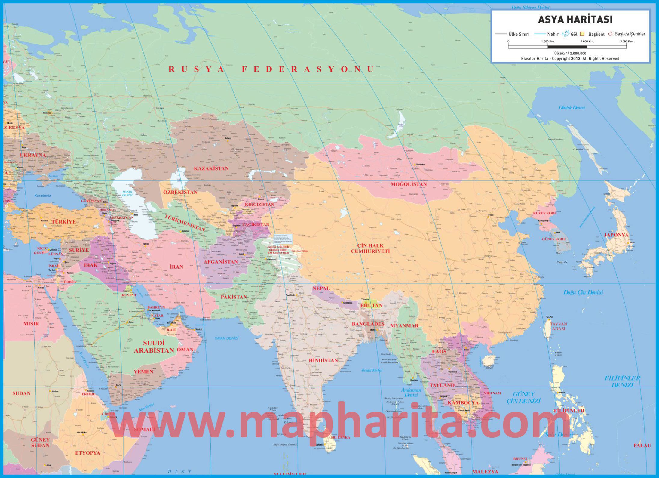 Detaylı Asya Haritası