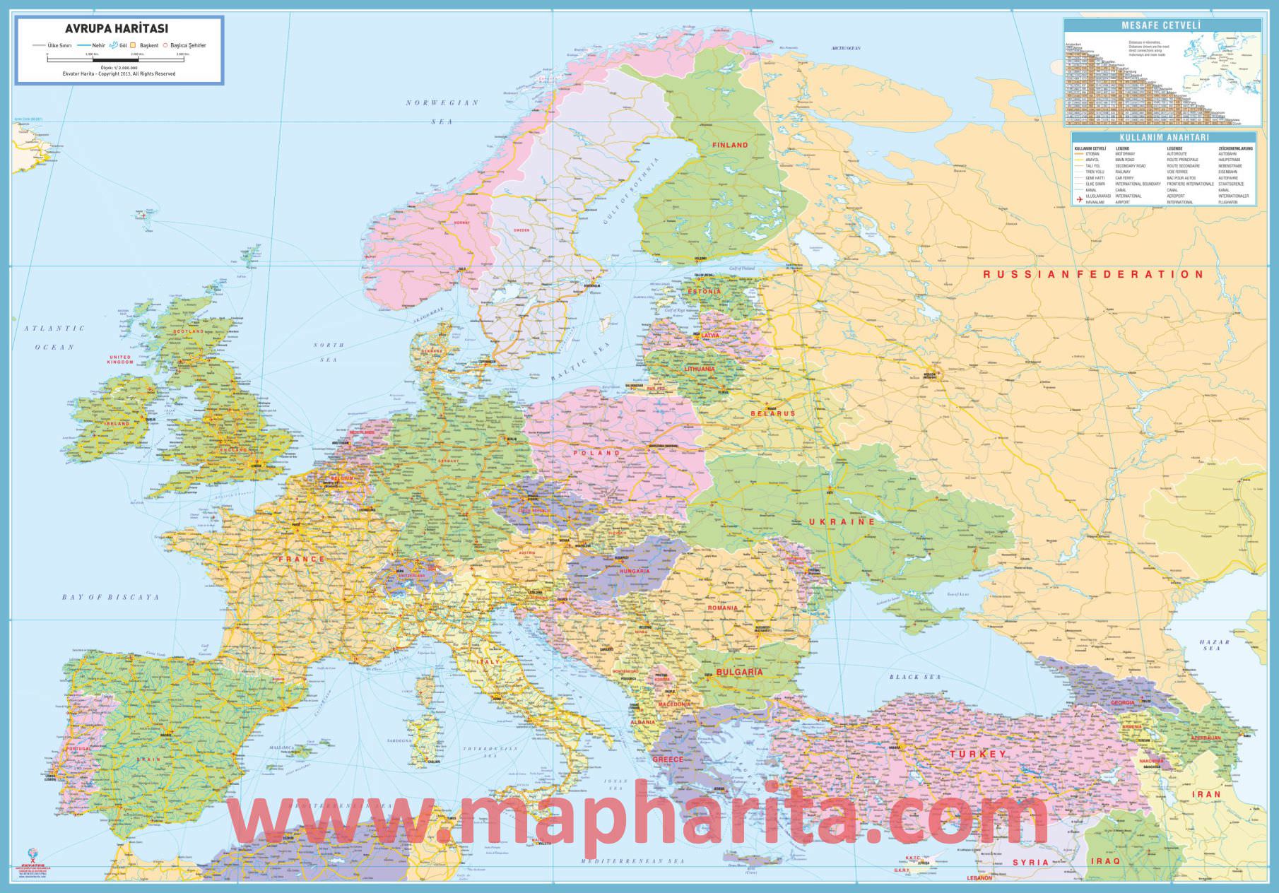 Detaylı Avrupa Haritası