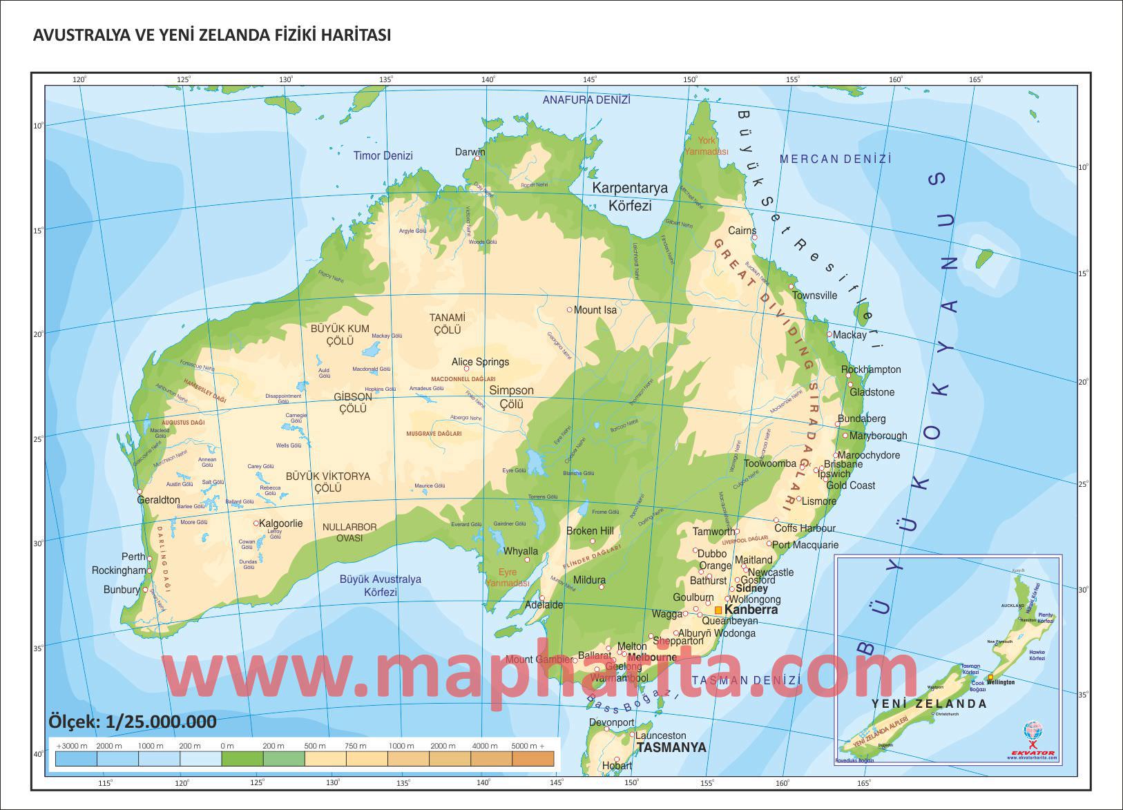 AVUSTRALYA FİZİKİ HARİTASI