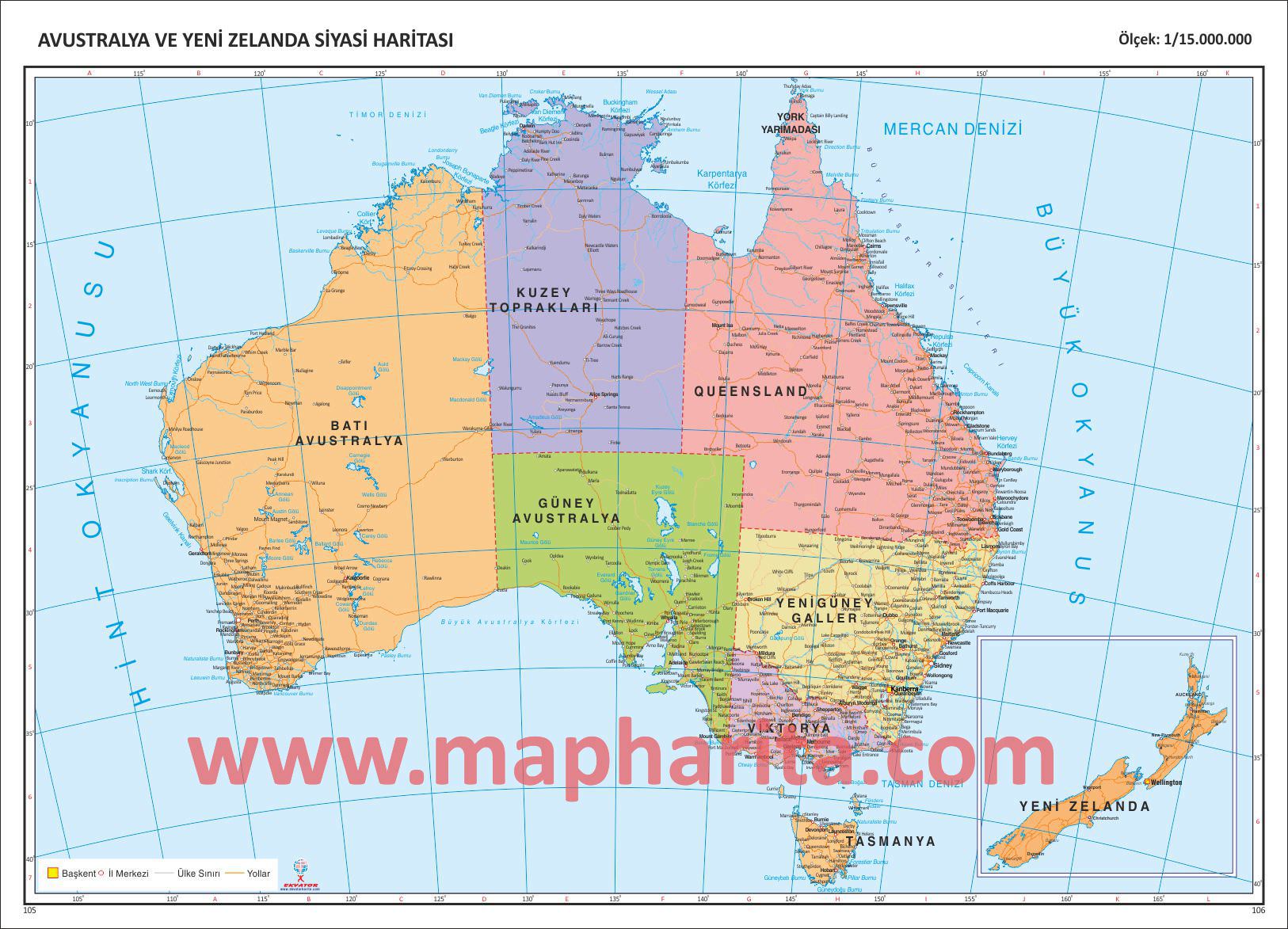 Detaylı Avustralya Haritası