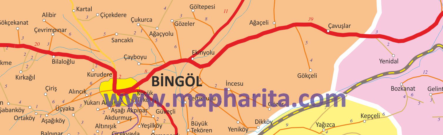 Bingöl İl Haritası Yakından Örnek Görüntüsü