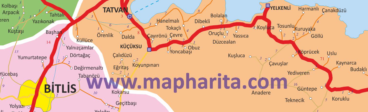 Bitlis İl Haritası Yakından Örnek Görüntüsü