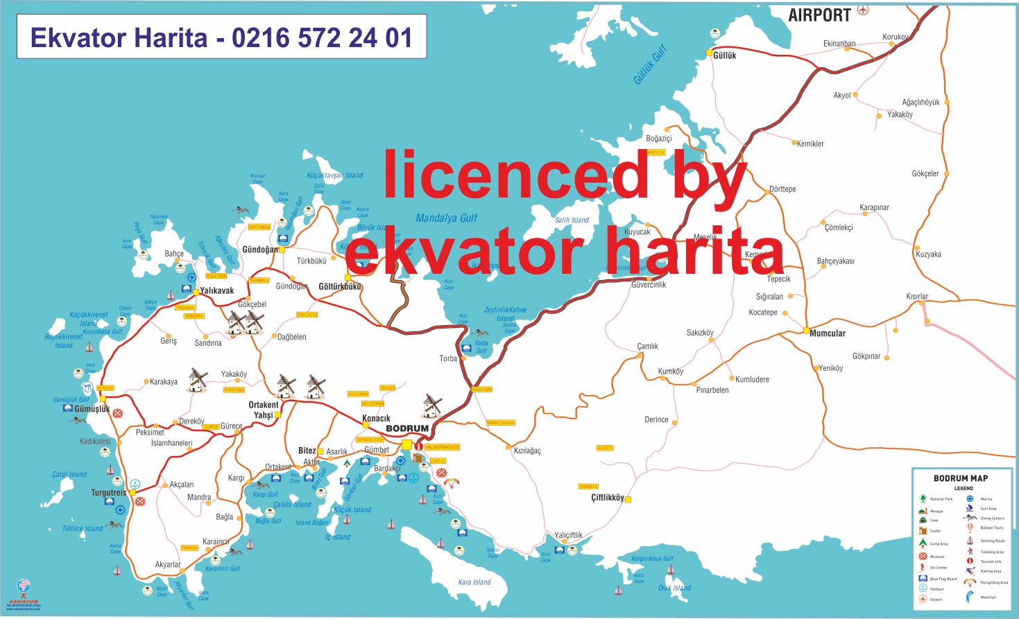 Bodrum Turistik Haritası Detaylı