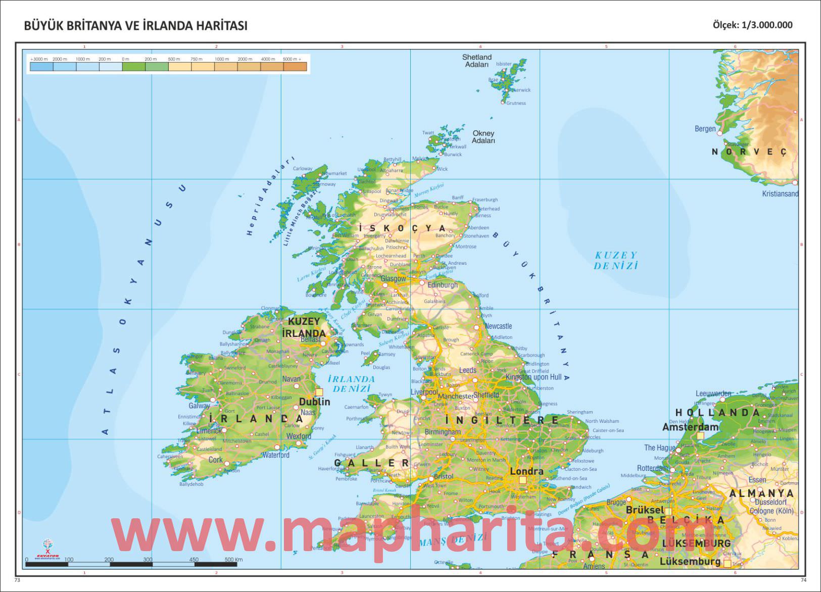 Britanya Fiziki Haritası Örneği