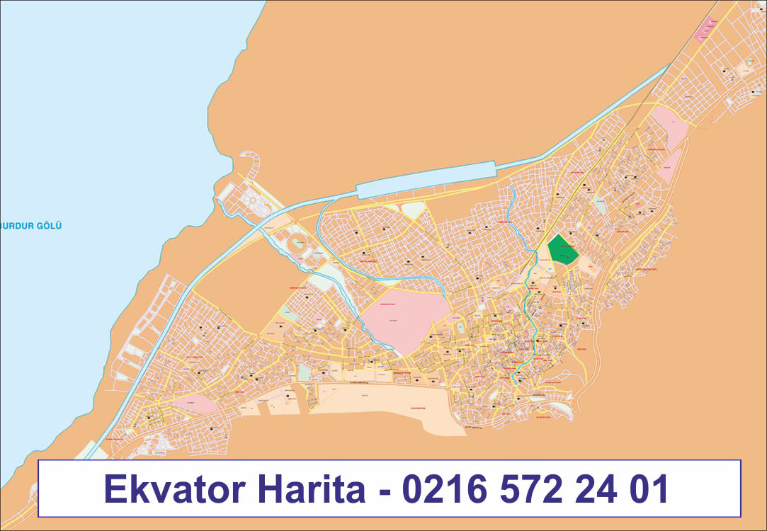 BURDUR ŞEHİR HARİTASI - BURDUR MERKEZ HARİTASI - BURDUR MAHALLELER HARİTASI