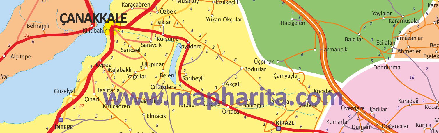 Çanakkale İl Haritası Yakından Örnek Görüntüsü