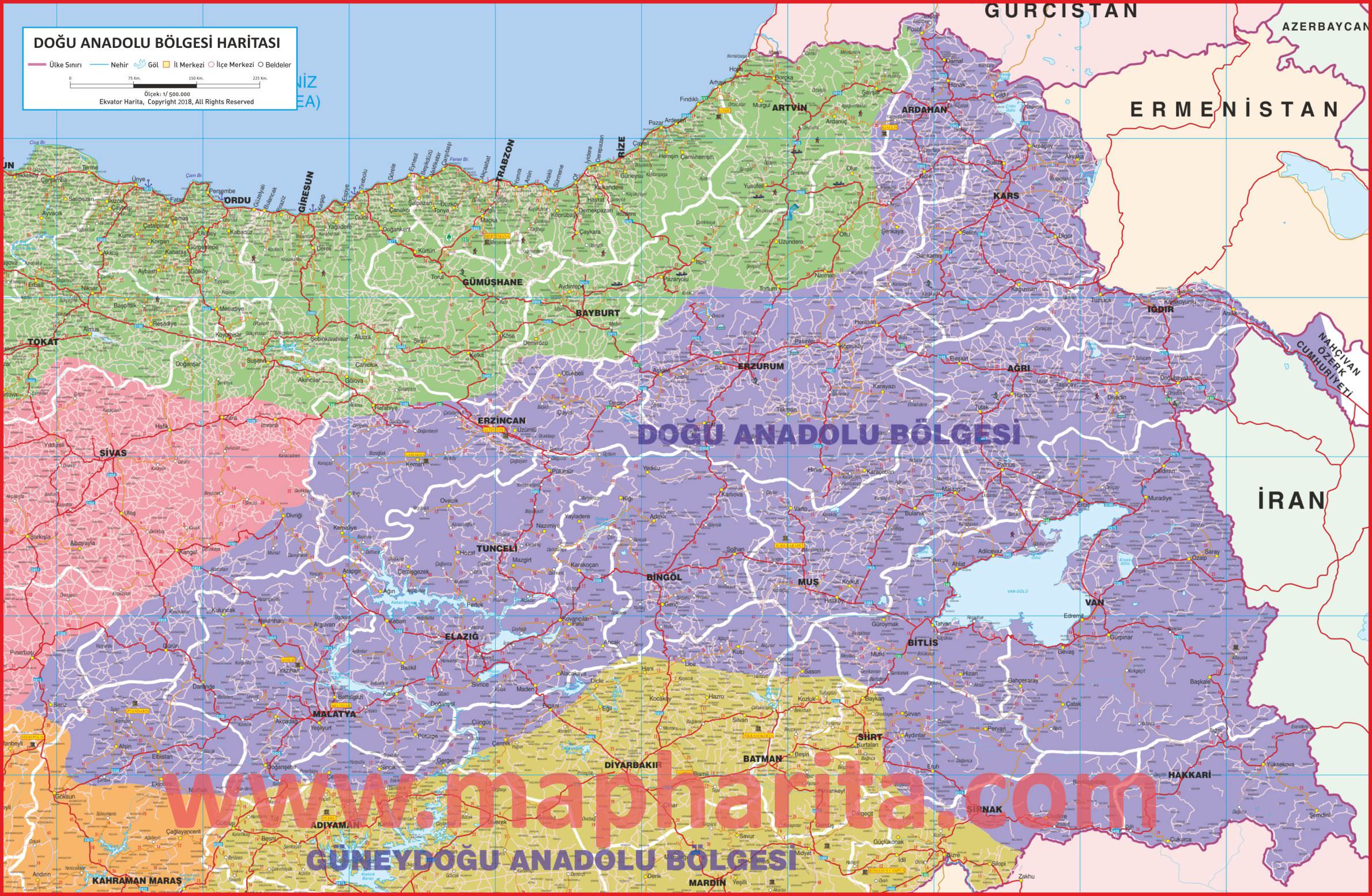 Doğu Anadolu Bölgesi Siyasi Haritası Örnek Görüntüsü