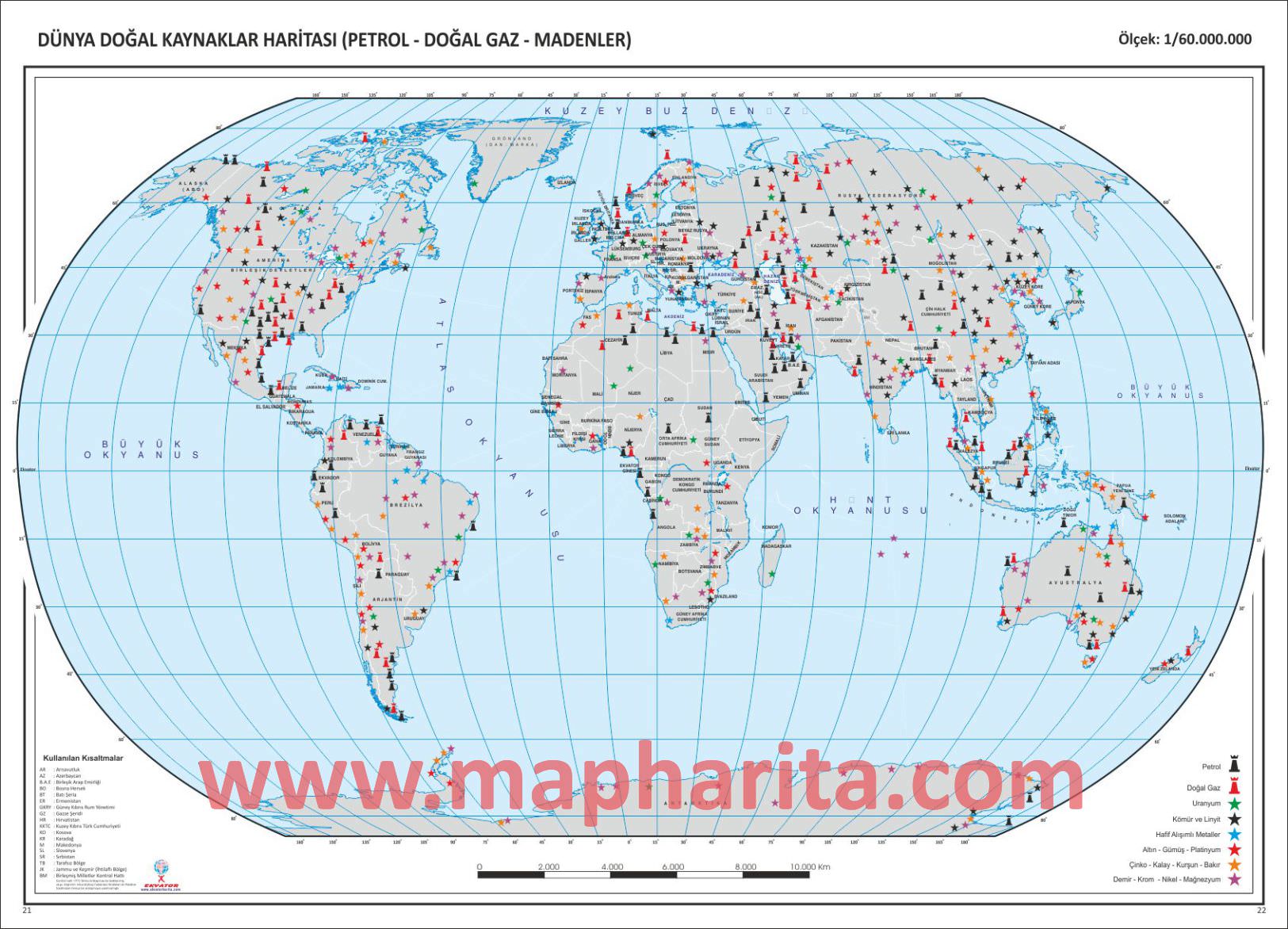 DÜNYA MADENLER HARİTASI