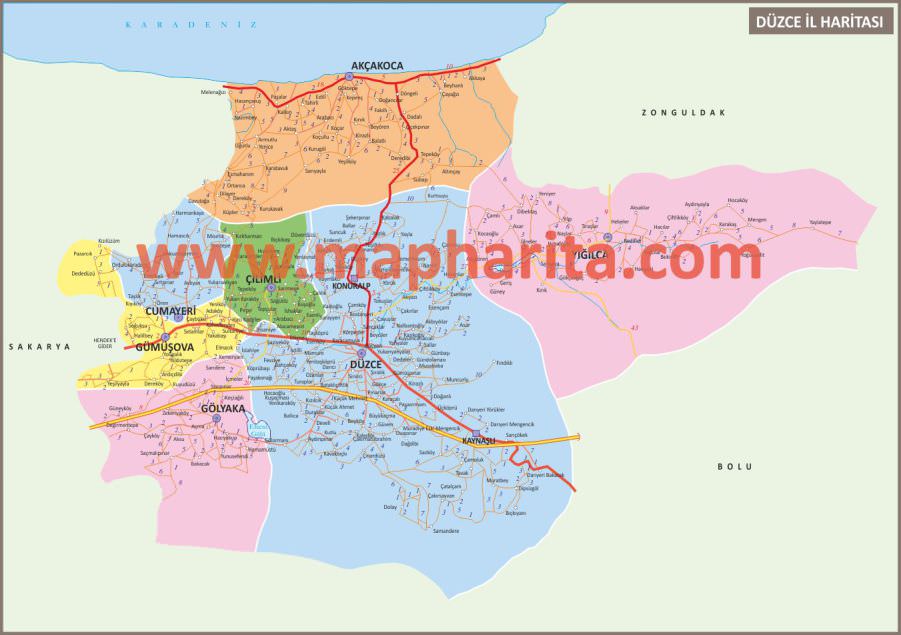 Düzce İl Haritası Örnek Görüntüsü