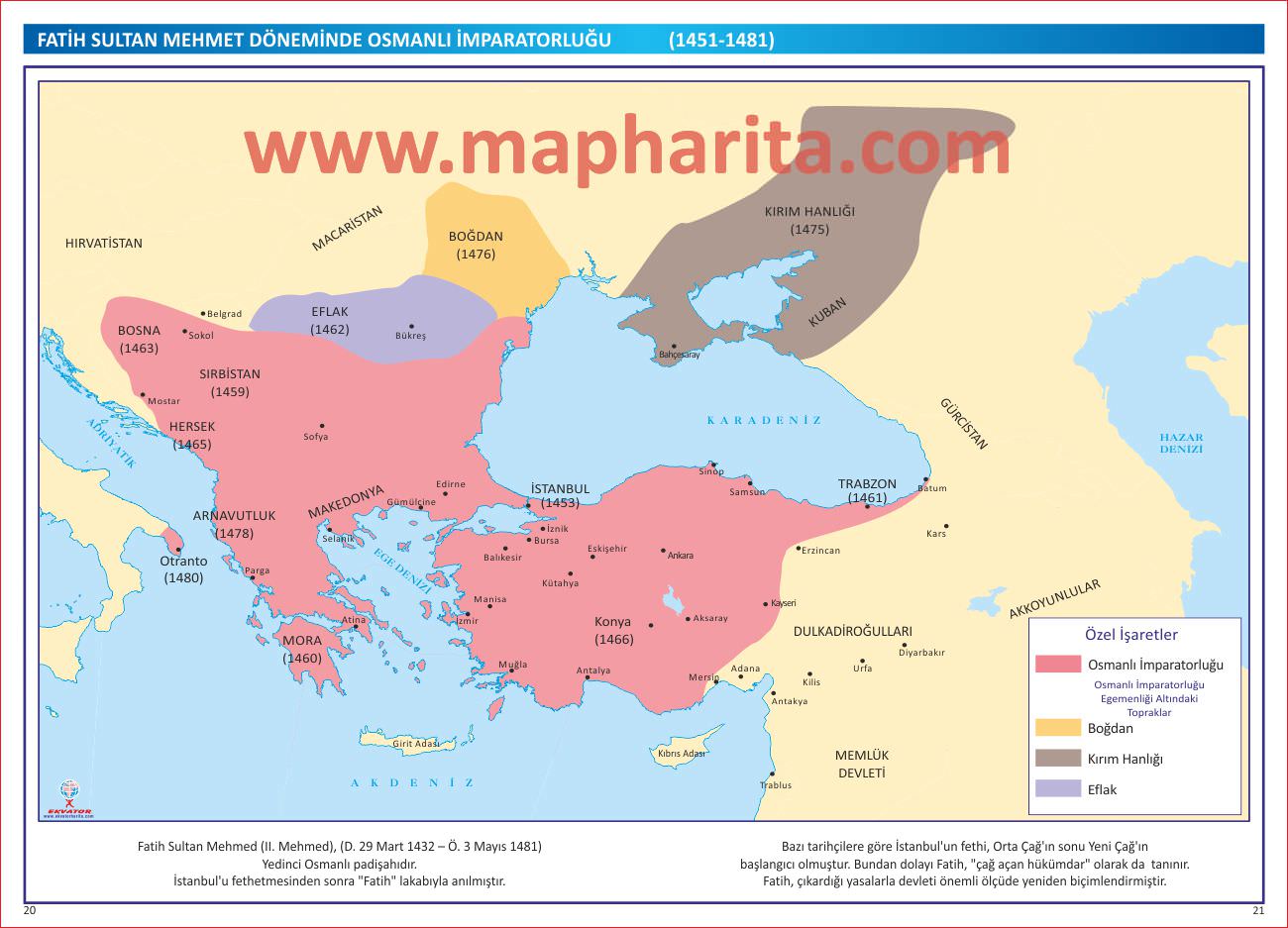 FATİH SULTAN MEHMET DÖNEMİ HARİTASI