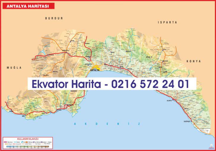 Antalya İli Fiziki Haritası Örnek Görüntüsü