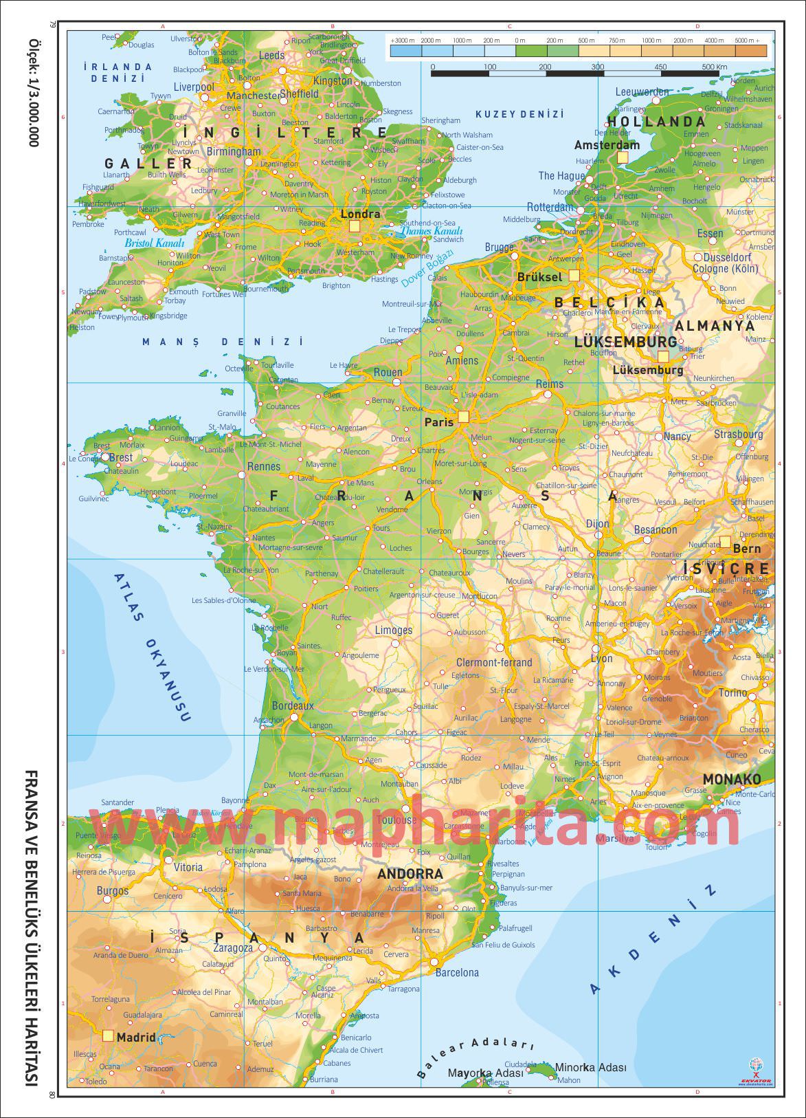 Fransa Fiziki Haritası Örneği