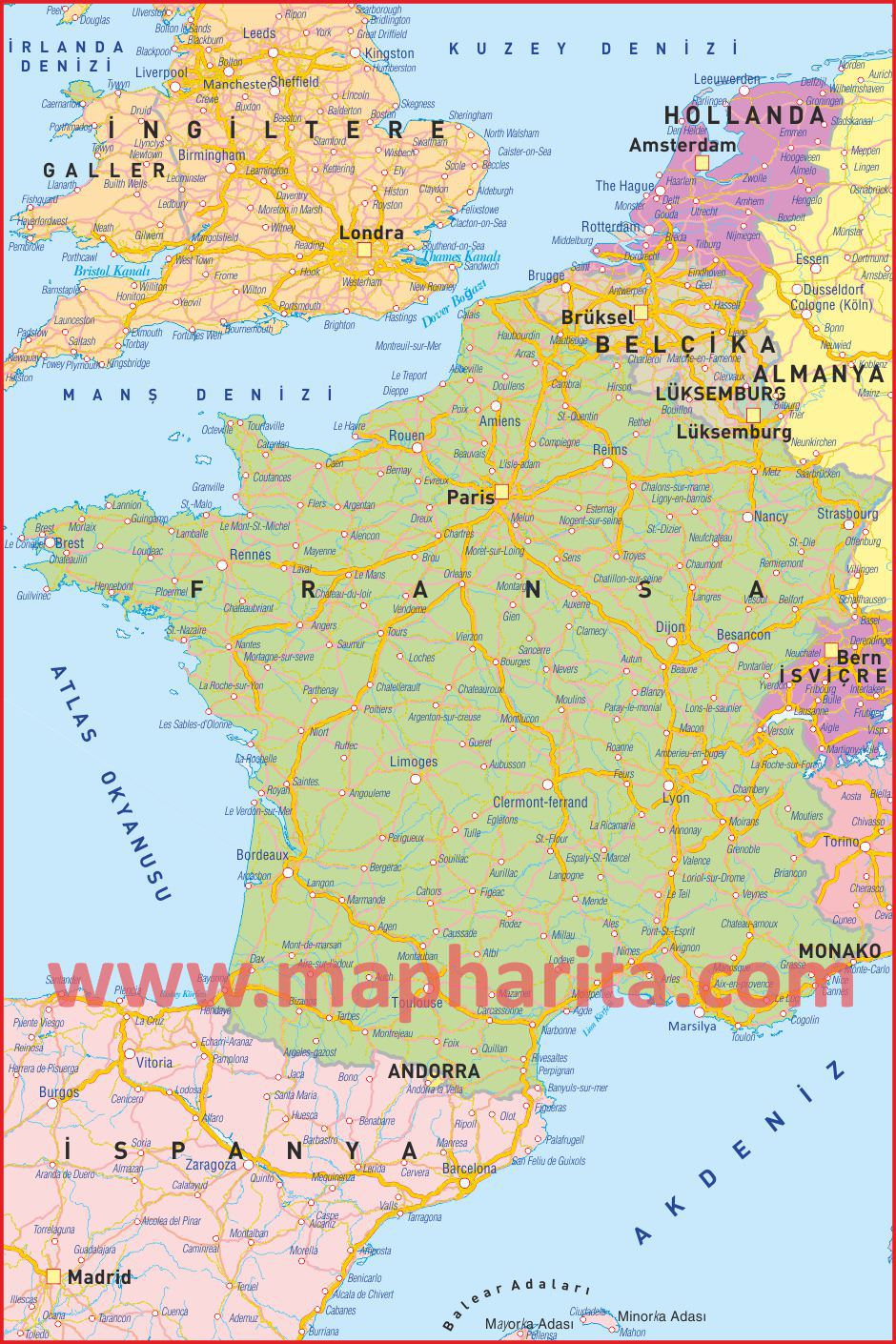 Fransa Haritası Örnek Görüntüsü