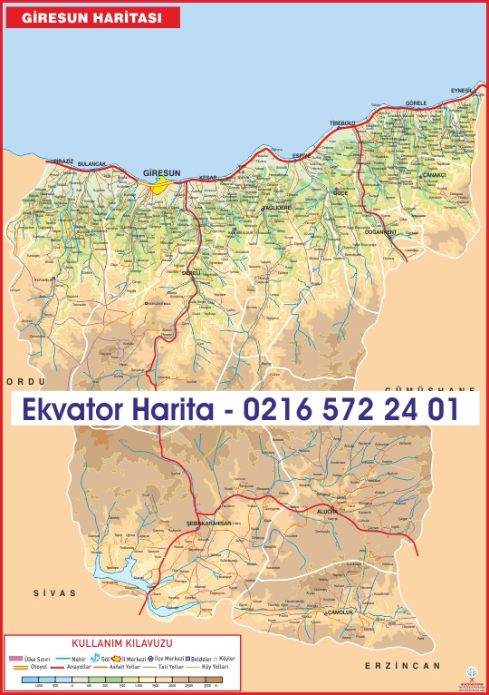 GİRESUN İLİ FİZİKİ HARİTASI