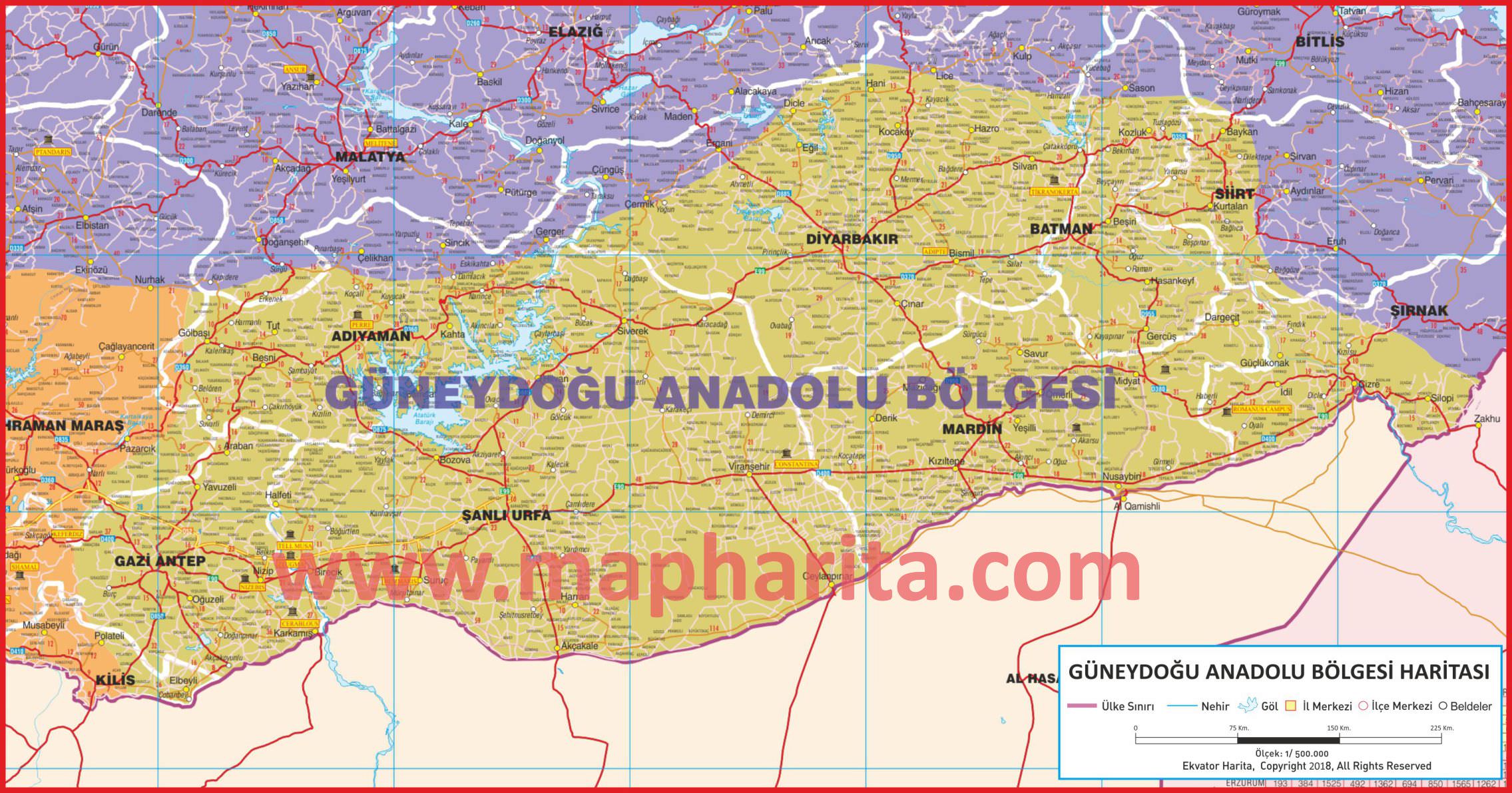 Güneydoğu Anadolu Bölgesi Siyasi Haritası Örnek Görüntüsü