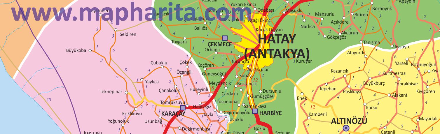 Hatay İl Haritası Yakından Örnek Görüntüsü