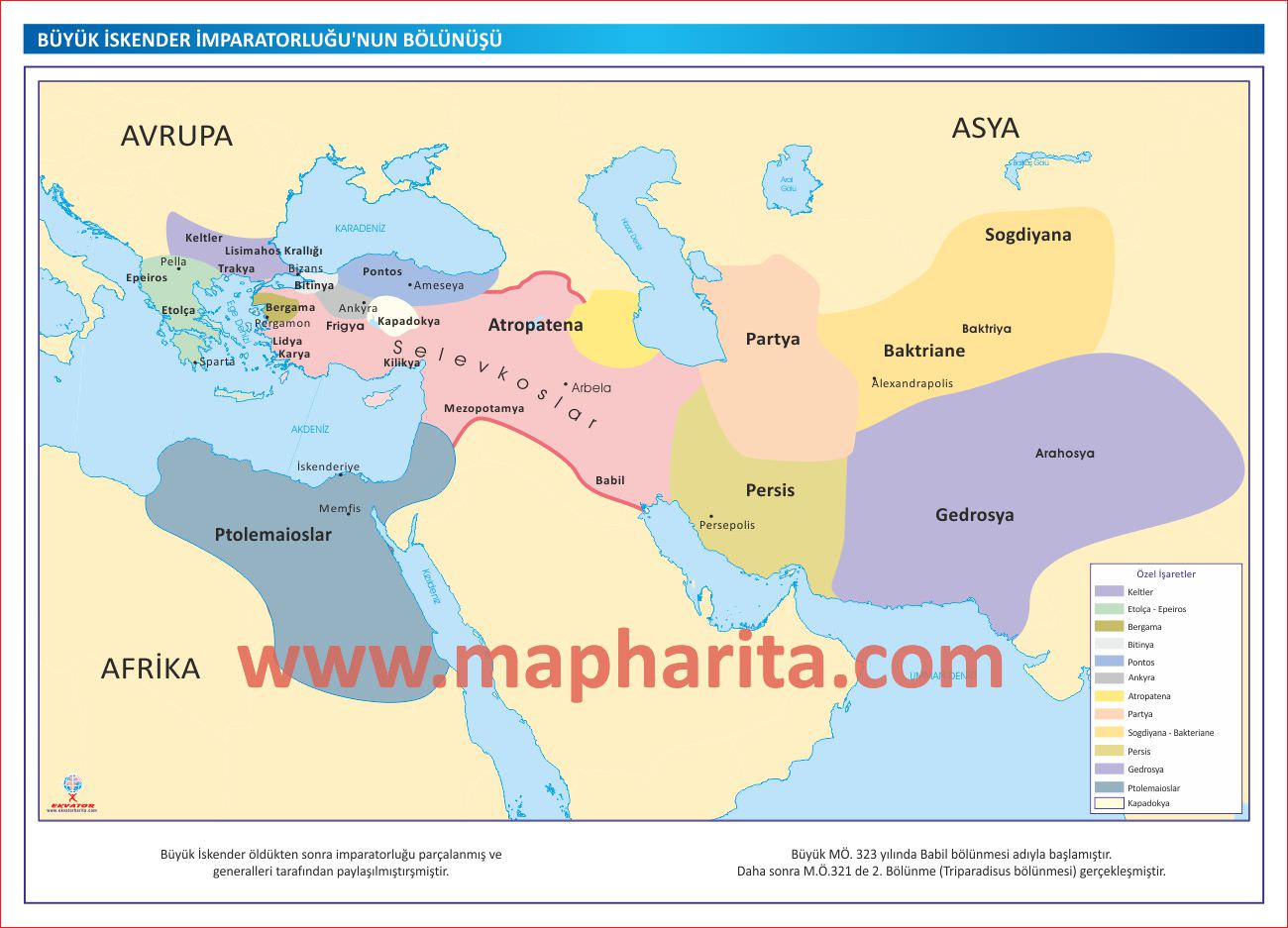 İSKENDER İMPARATORLUĞUNUN PARÇALANMASI HARİTASI