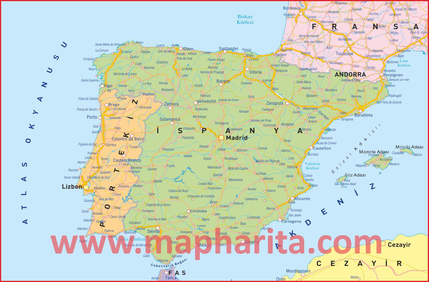 İspanya Haritası Örnek Görüntüsü