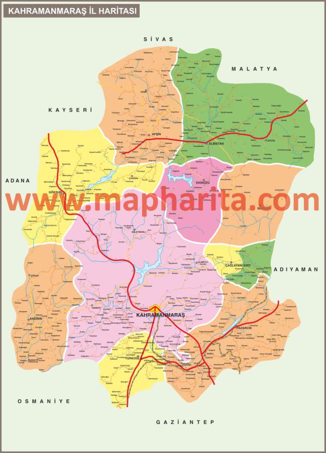 Kahramanmaraş İl Haritası Örnek Görüntüsü