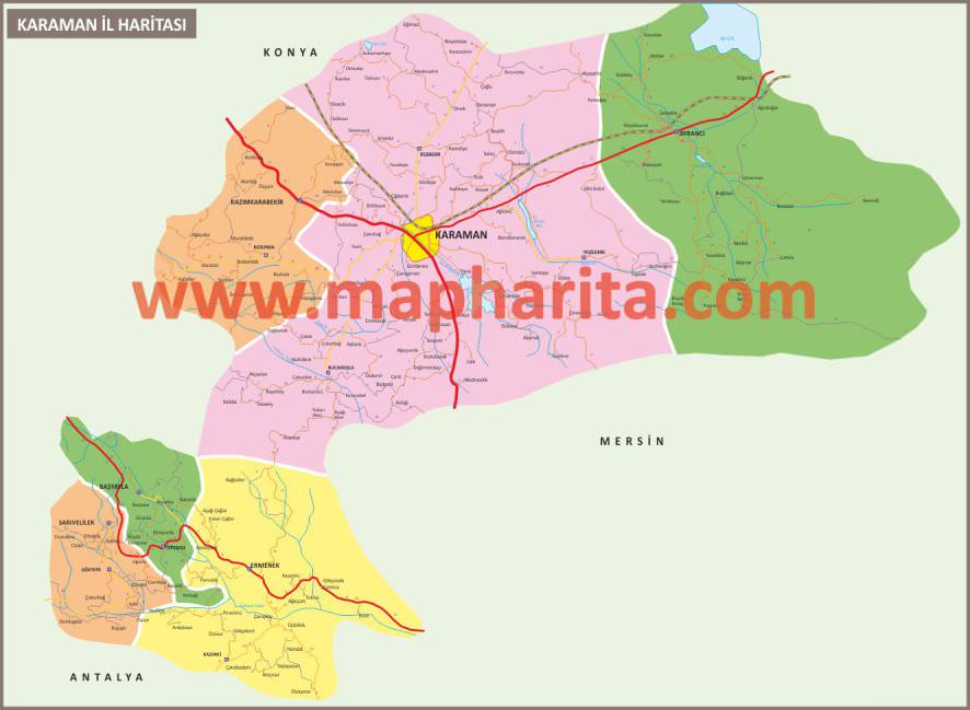 Karaman İl Haritası Örnek Görüntüsü