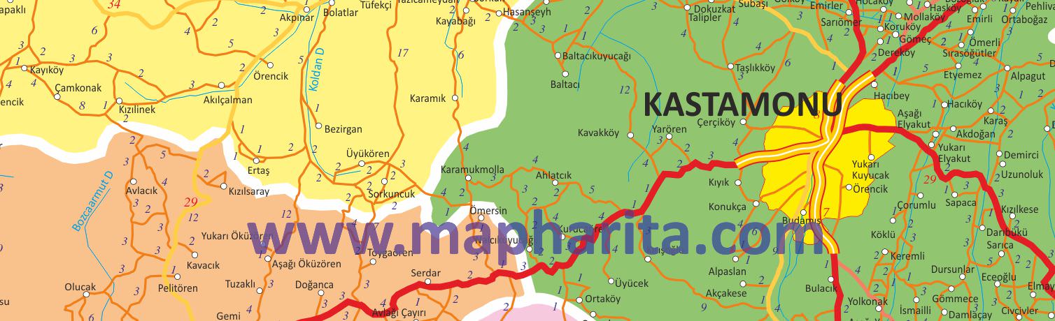 Kastamonu İl Haritası Yakından Örnek Görüntüsü