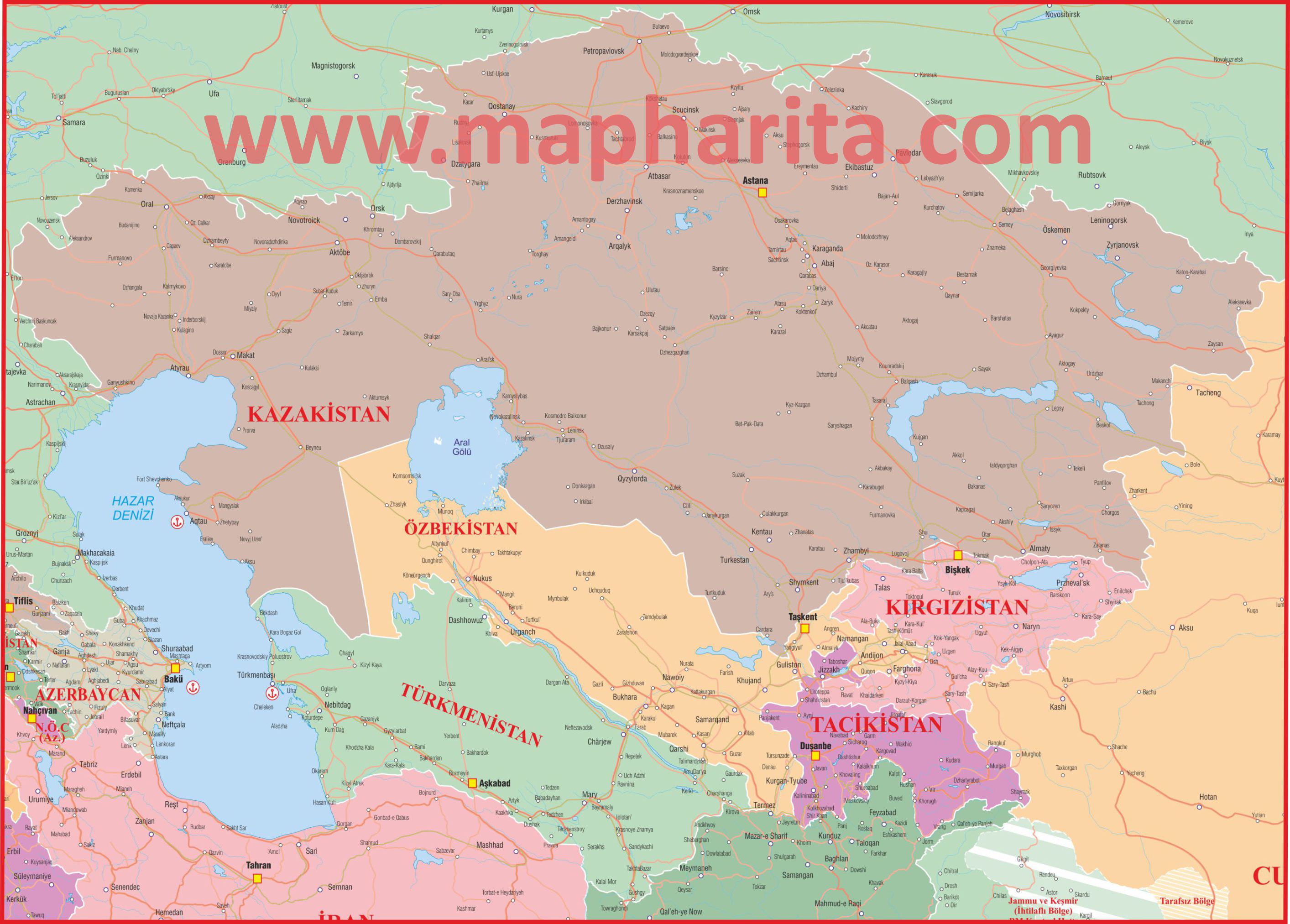 Kazakistan Haritası Örnek Görüntüsü