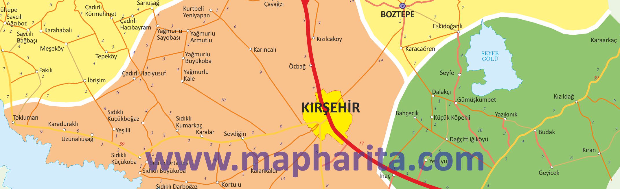 Kırşehir İl Haritası Yakından Örnek Görüntüsü