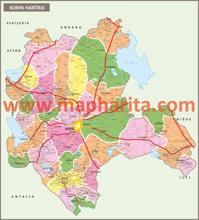 Konya İl Haritası Örnek Görüntüsü