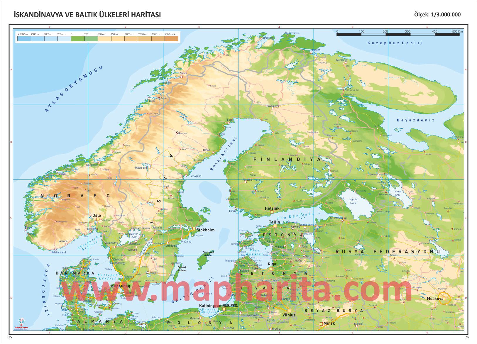 Letonya Fiziki Haritası Örneği