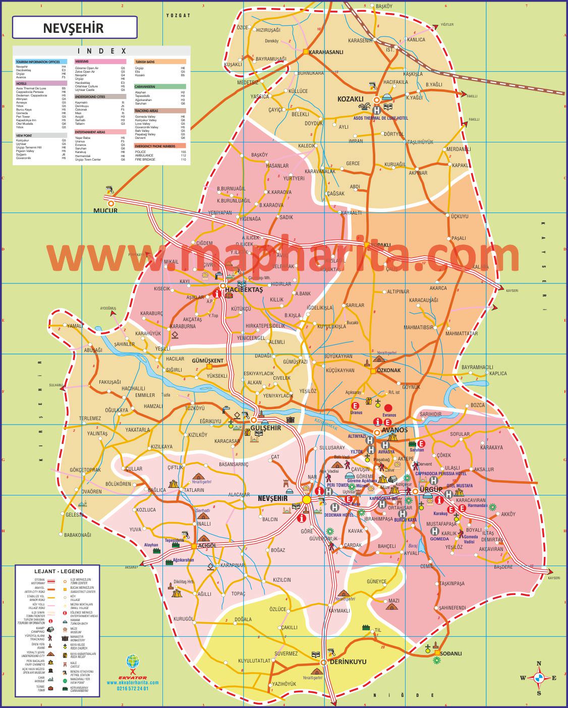 Nevşehir İl Haritası Örnek Görüntüsü