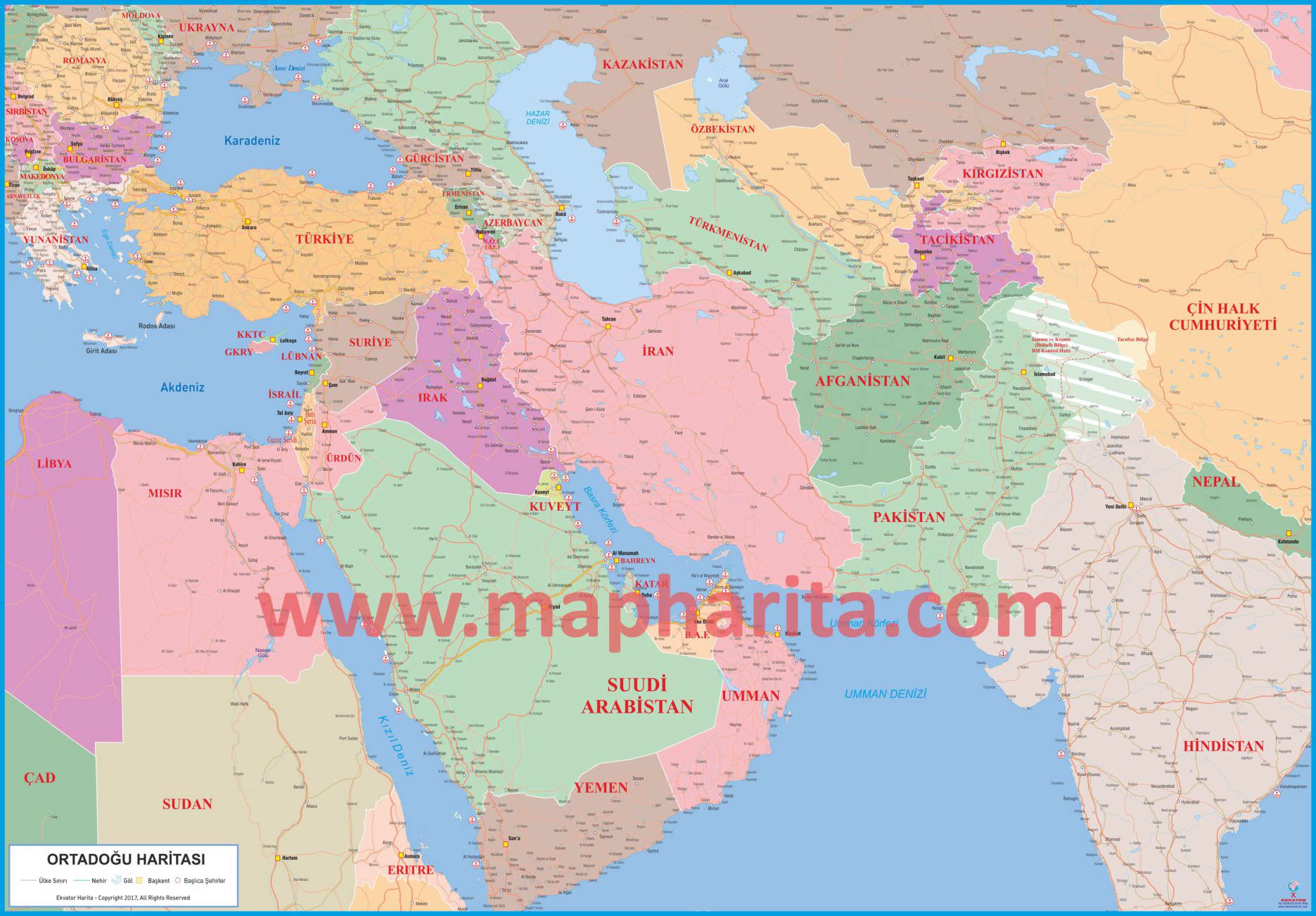 Ortadoğu Haritası Örnek Görüntüsü