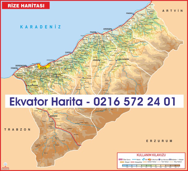 RİZE İLİ FİZİKİ HARİTASI