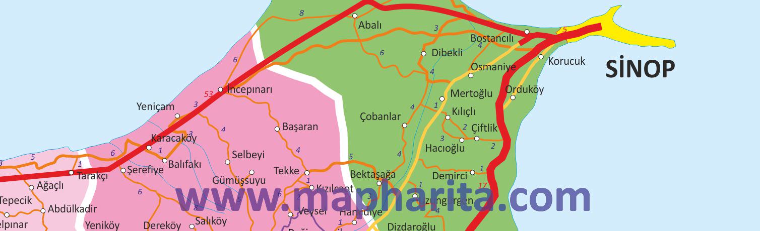 Sinop İl Haritası Yakından Örnek Görüntüsü