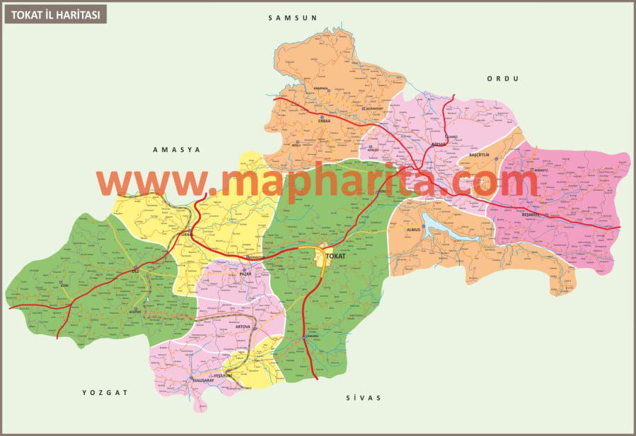 Tokat İl Haritası Örnek Görüntüsü