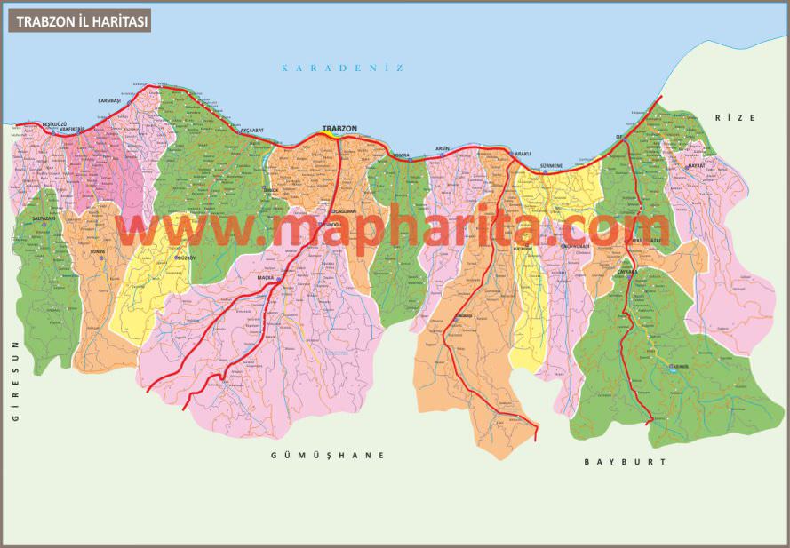 Trabzon İl Haritası Örnek Görüntüsü