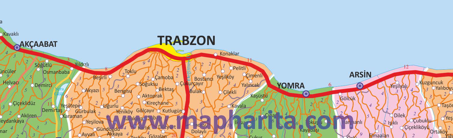 Trabzon İl Haritası Yakından Örnek Görüntüsü