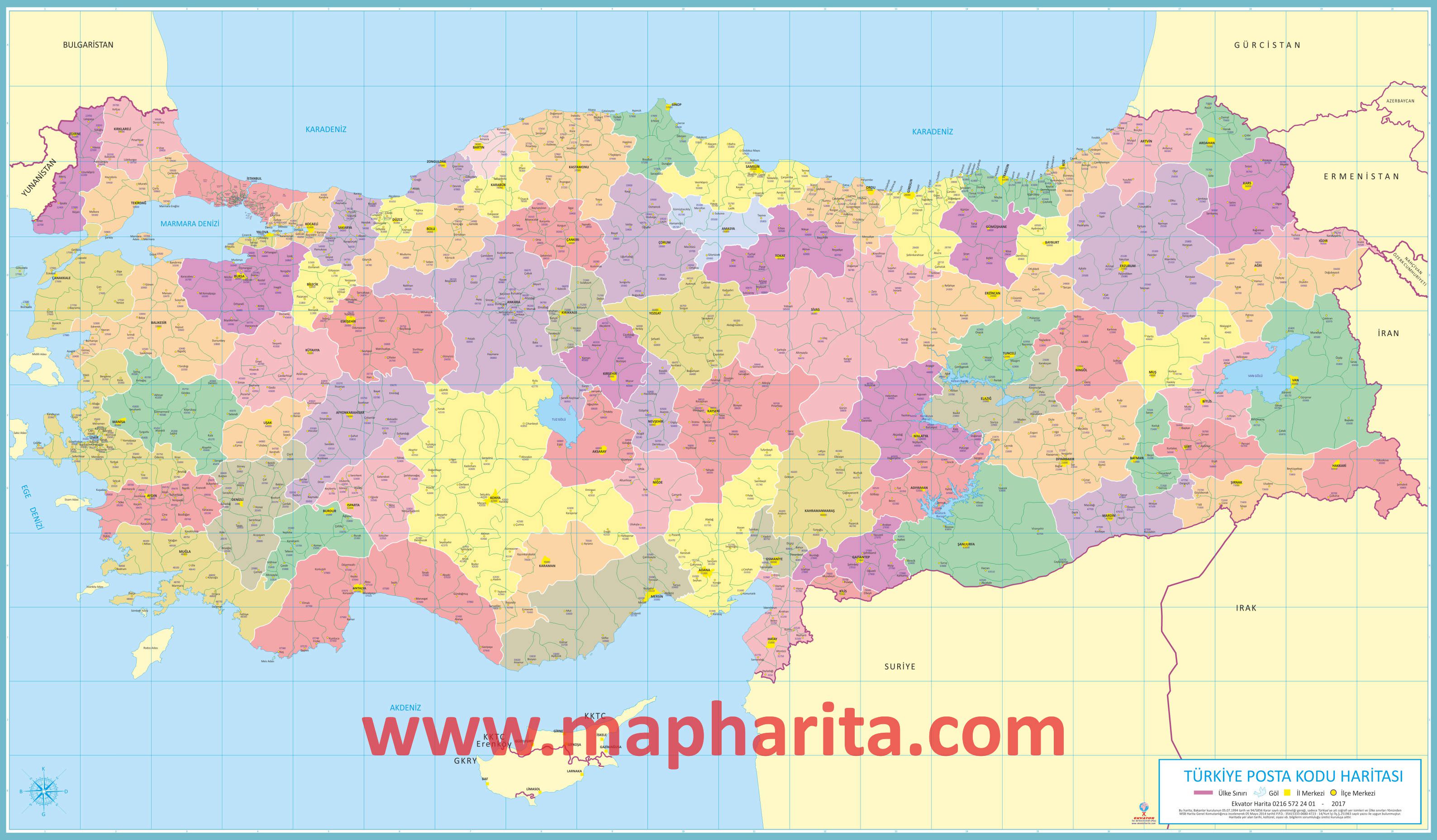 Türkiye Posta Kodu Haritası Örnek Görüntüsü