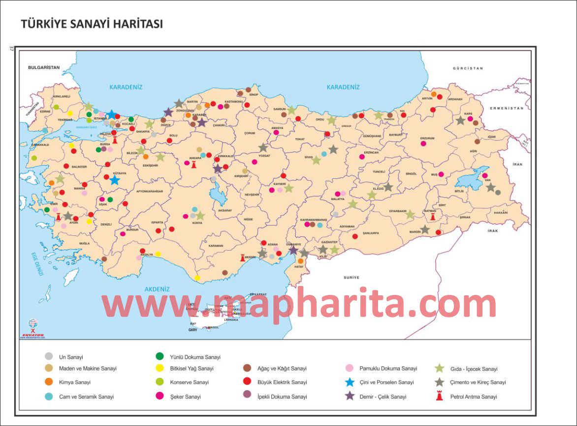 TÜRKİYE SANAYİ DAĞILIMI HARİTASI