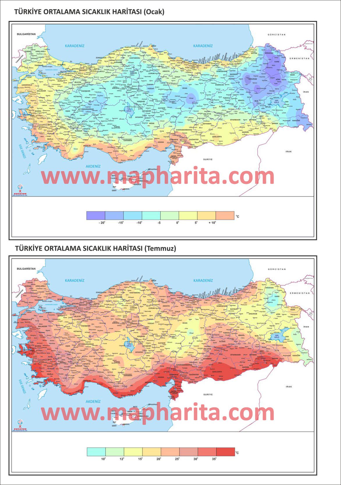 TÜRKİYE ORTALAMA SICAKLIK HARİTASI